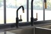 BRIZO Litze Beverage Faucet with Angled Spout and Knurled Handle — Matte Black/Luxe Gold