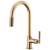 BRIZO Litze Pull-Down Faucet with Arc Spout and Knurled Handle — Luxe Gold