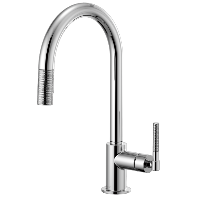 BRIZO Litze Pull-Down Faucet with Arc Spout and Knurled Handle — Chrome