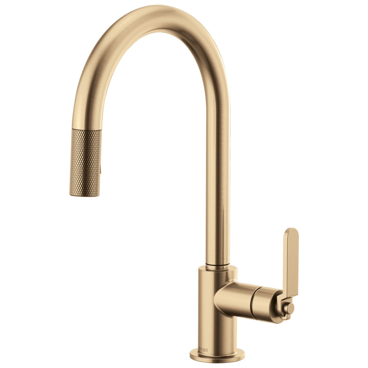 BRIZO Litze Pull-Down Faucet with Arc Spout and Industrial Handle — Luxe Gold