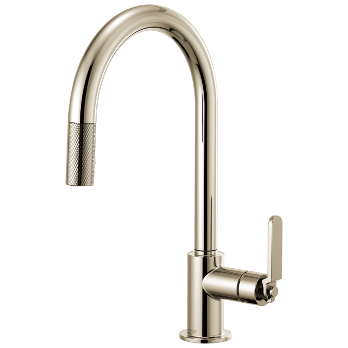 BRIZO Litze Pull-Down Faucet with Arc Spout and Industrial Handle — Polished Nickel