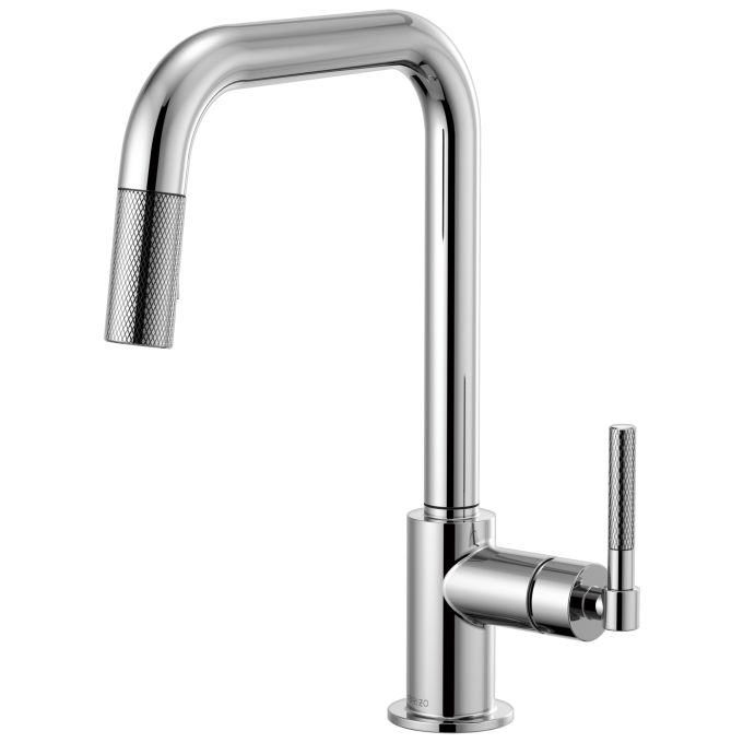 BRIZO Litze Pull-Down Faucet with Square Spout and Knurled Handle — Chrome