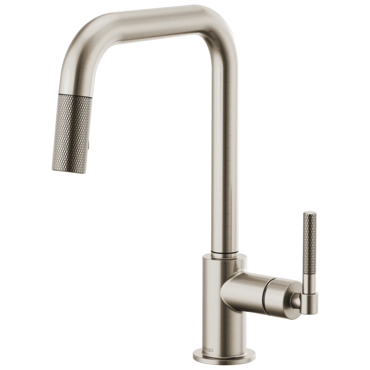 BRIZO Litze Pull-Down Faucet with Square Spout and Knurled Handle — Stainless