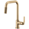 BRIZO Litze Pull-Down Faucet with Square Spout and Industrial Handle — Luxe Gold