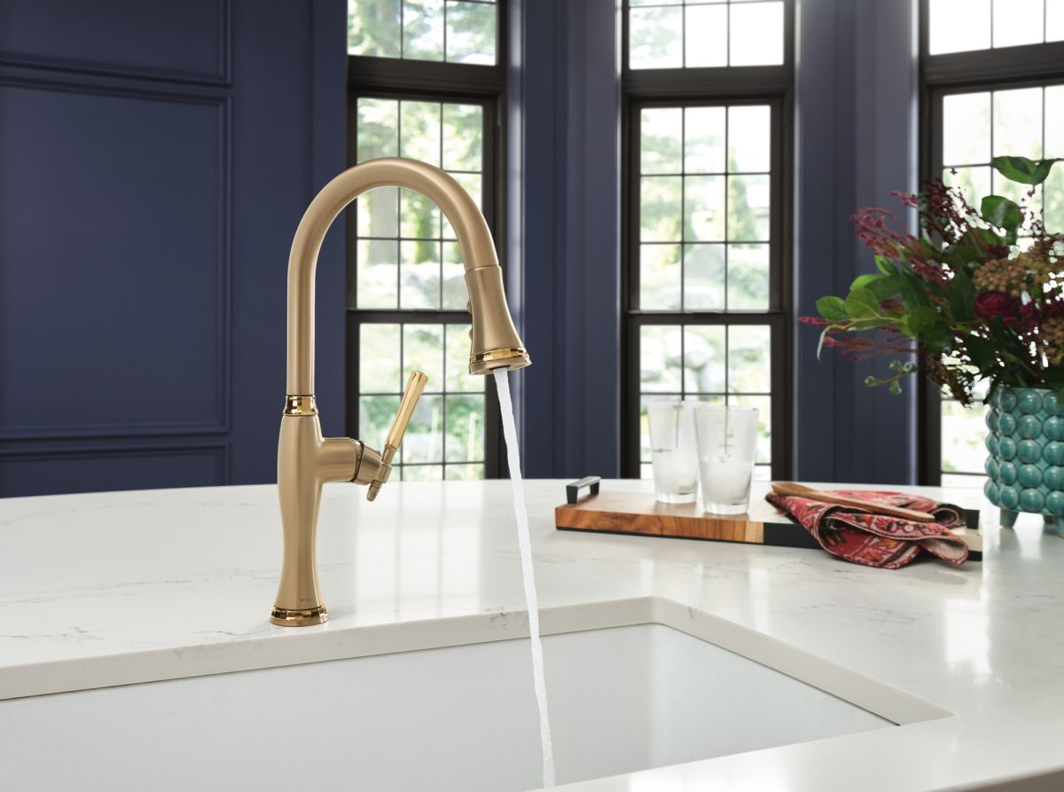 BRIZO Tulham Pull-Down Kitchen Faucet — Luxe Gold / Polished Gold