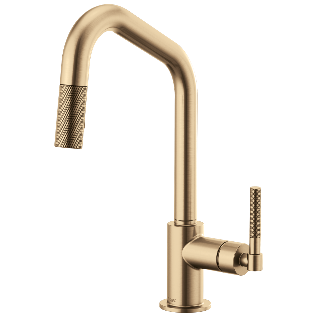 BRIZO Litze Pull-Down Faucet with Angled Spout and Knurled Handle — Luxe Gold