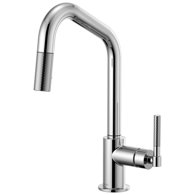 BRIZO Litze Pull-Down Faucet with Angled Spout and Knurled Handle — Chrome
