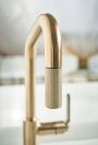 BRIZO Litze Pull-Down Faucet with Angled Spout and Industrial Handle — Luxe Gold