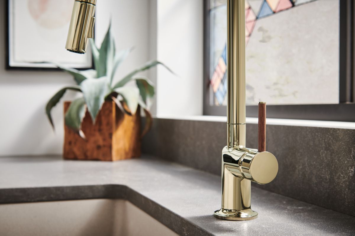 BRIZO Odin Pull-Down Faucet with Square Spout - Less Handle — Polished Nickel