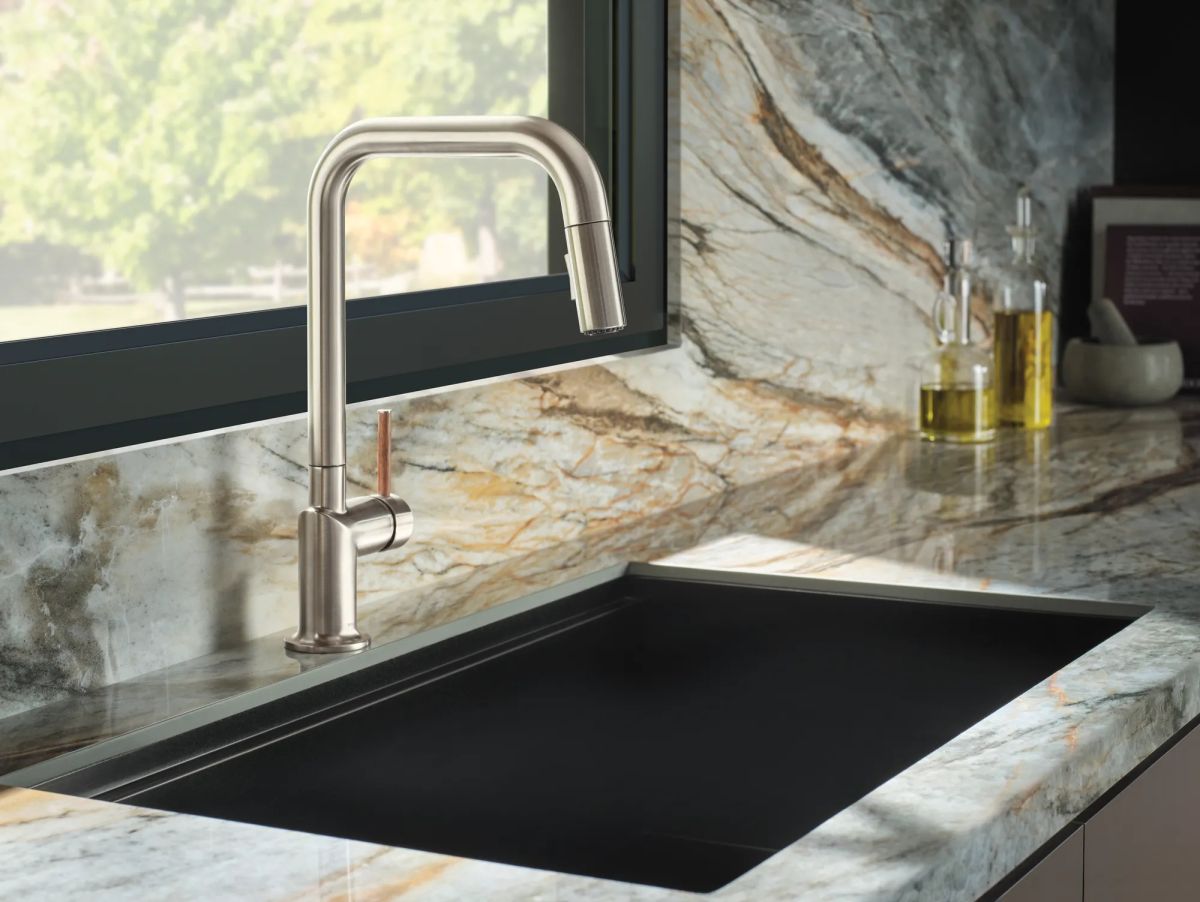BRIZO Odin Pull-Down Faucet with Square Spout - Less Handle — Stainless