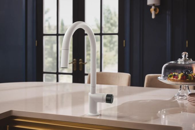 BRIZO Jason Wu for BRIZO Pull-Down Kitchen Faucet with Arc Spout - Less Handle — Matte White