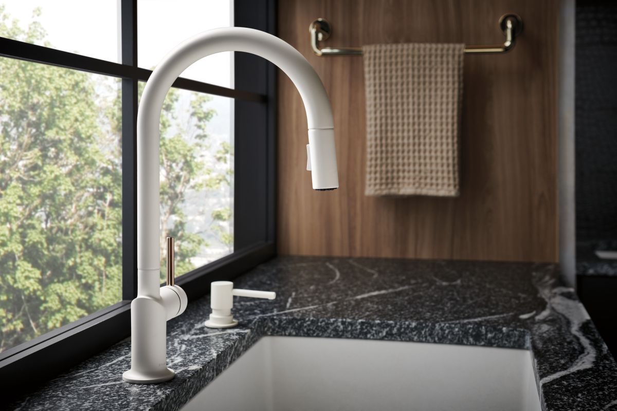 BRIZO Jason Wu for BRIZO Pull-Down Kitchen Faucet with Arc Spout - Less Handle — Matte White