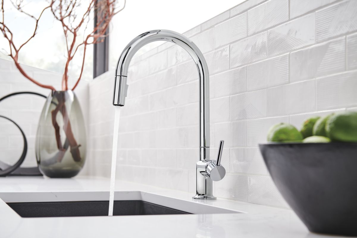 BRIZO Odin Pull-Down Faucet with Arc Spout - Less Handle — Chrome