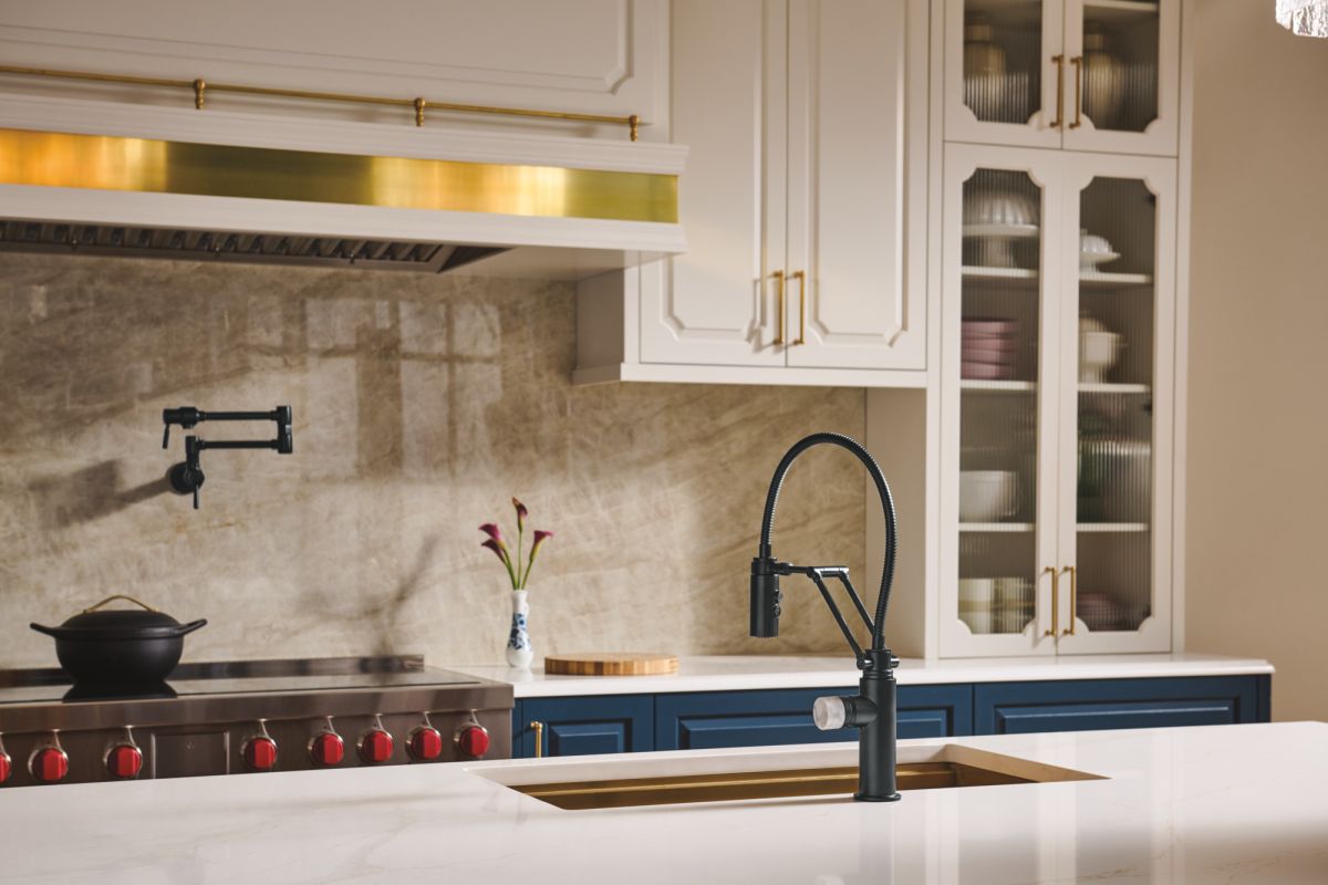BRIZO European Wall Mount Pot Filler Faucet — Matte Black