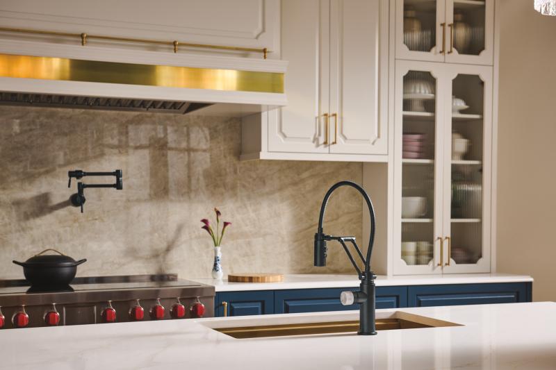 BRIZO European Wall Mount Pot Filler Faucet — Matte Black