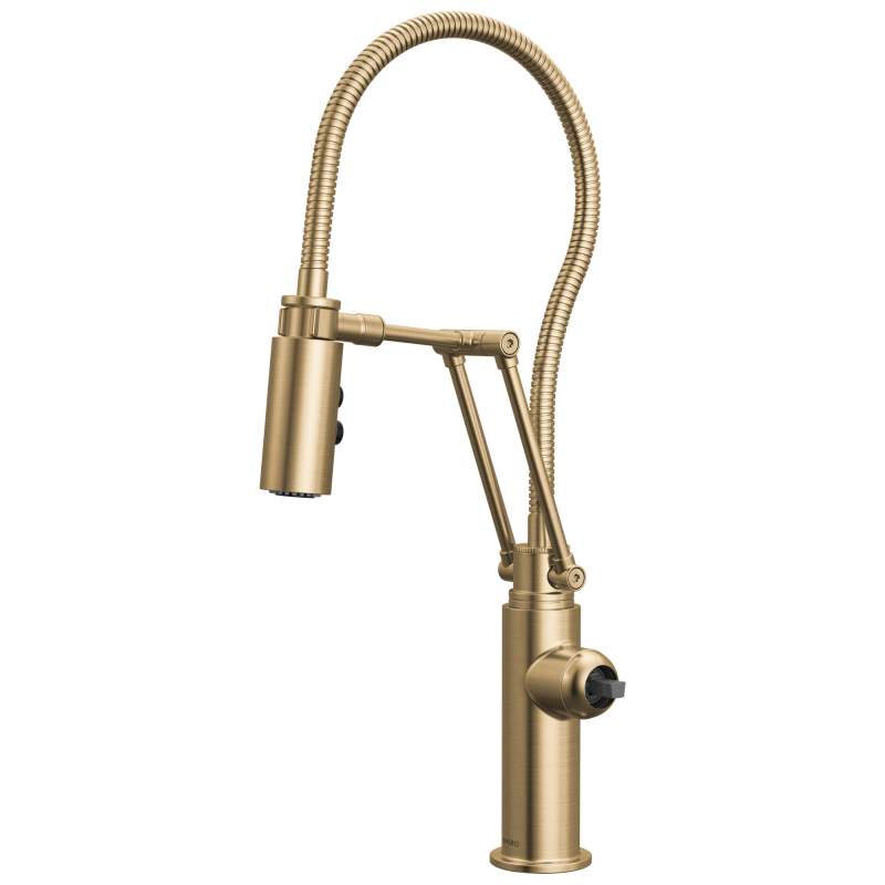 BRIZO Odin Articulating Kitchen Faucet with Finished Hose - Less Handle — Luxe Gold
