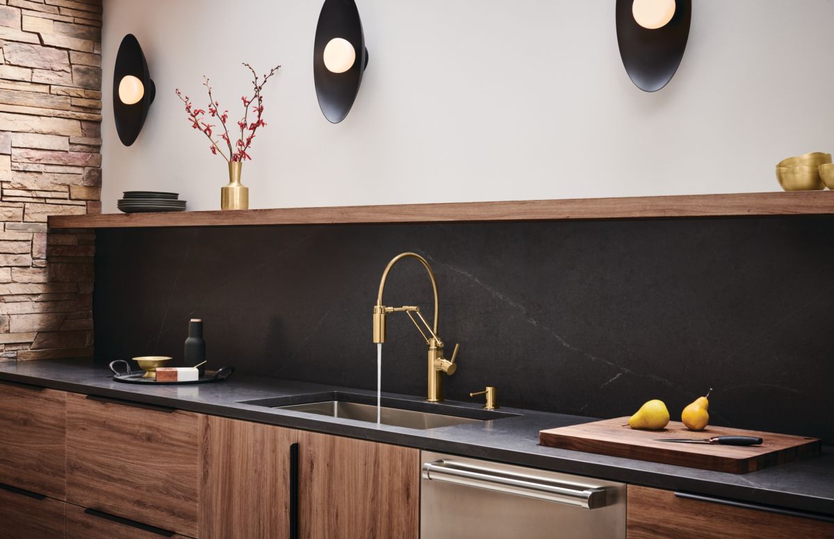 BRIZO Odin Pull-Down Faucet Metal Lever Handle Kit — Polished Gold