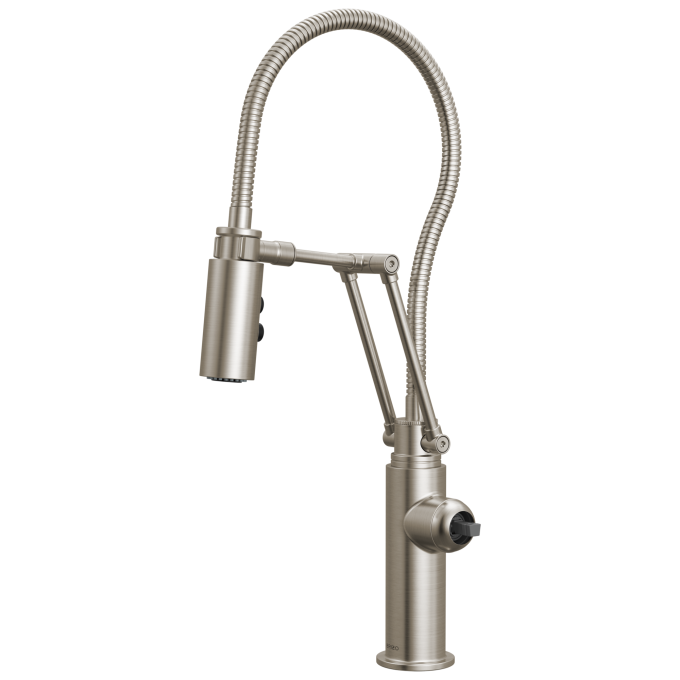 BRIZO Odin Articulating Kitchen Faucet with Finished Hose - Less Handle — Stainless