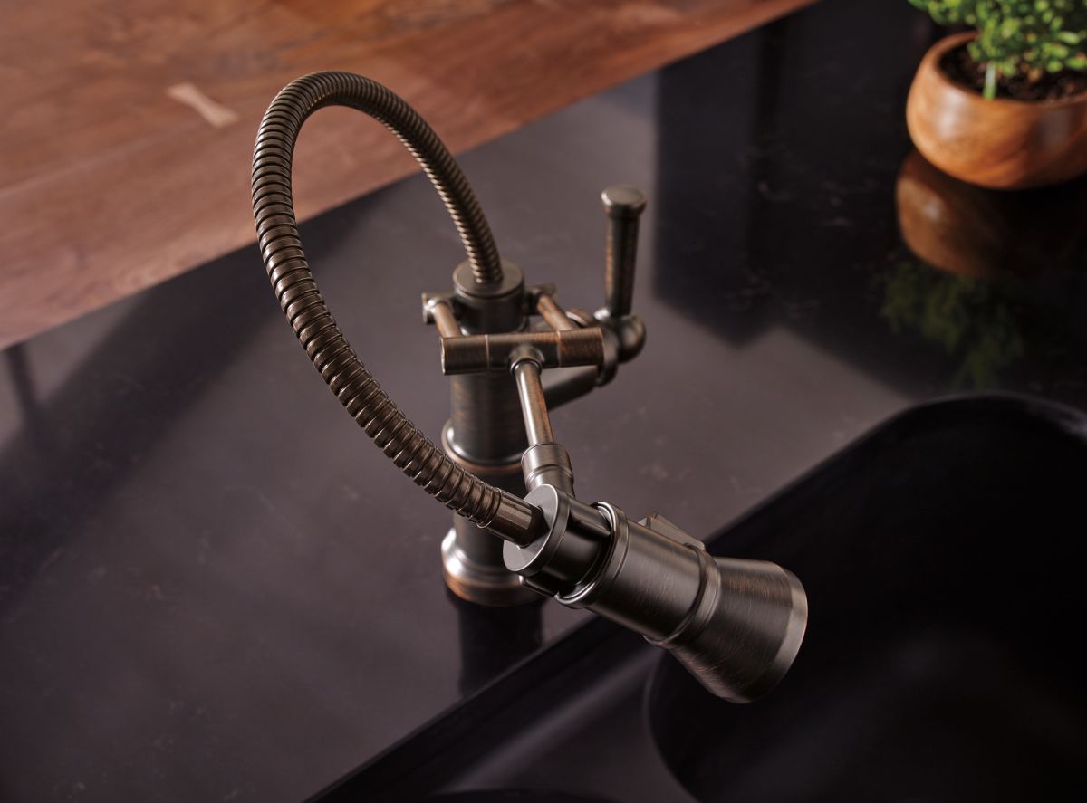 BRIZO Artesso Articulating Faucet With Finished Hose — Venetian Bronze