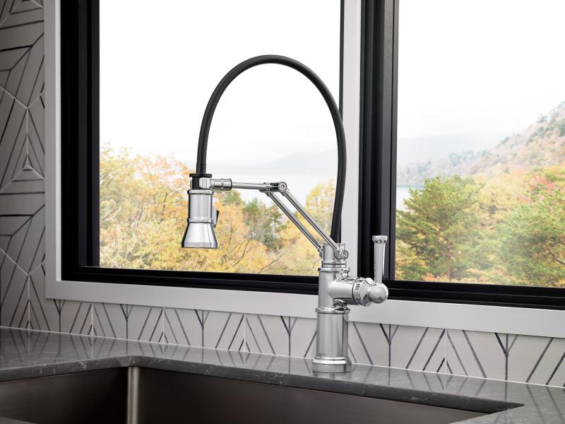 BRIZO Artesso Single Handle Articulating Kitchen Faucet — Chrome