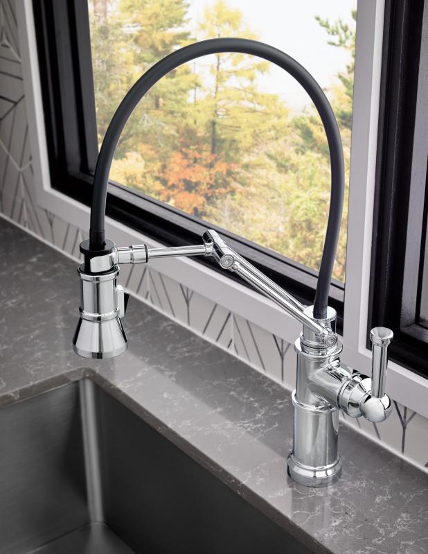 BRIZO Artesso Single Handle Articulating Kitchen Faucet — Chrome