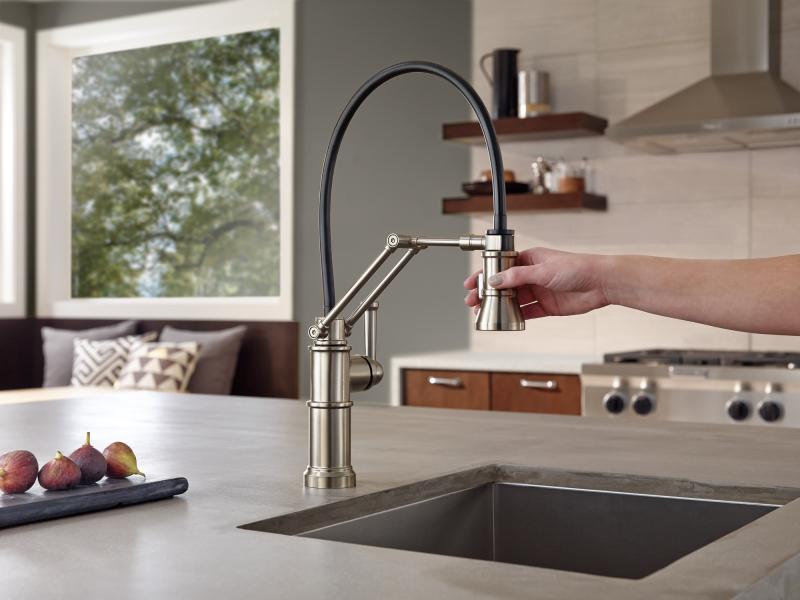 BRIZO Artesso Single Handle Articulating Kitchen Faucet — Stainless