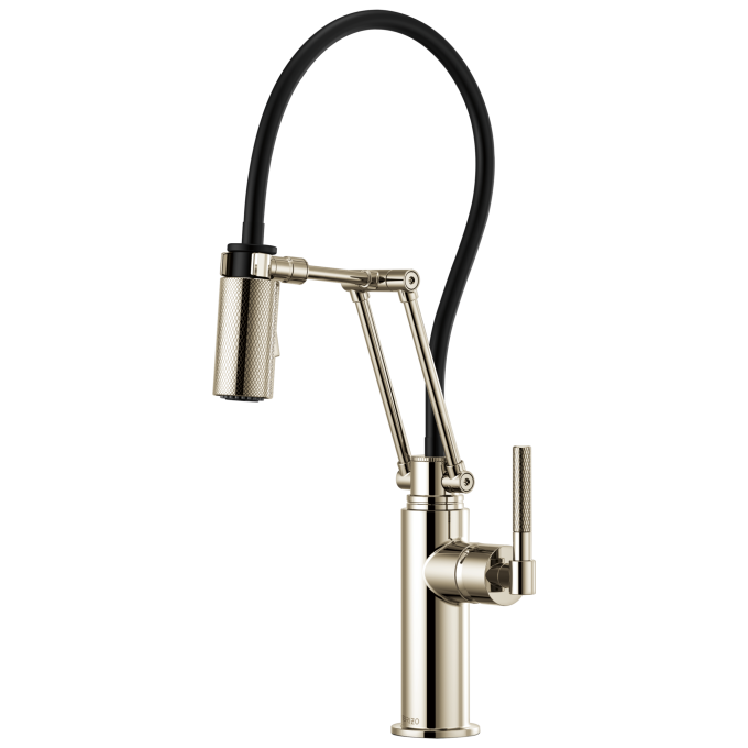 BRIZO Litze Articulating Faucet with Knurled Handle — Polished Nickel