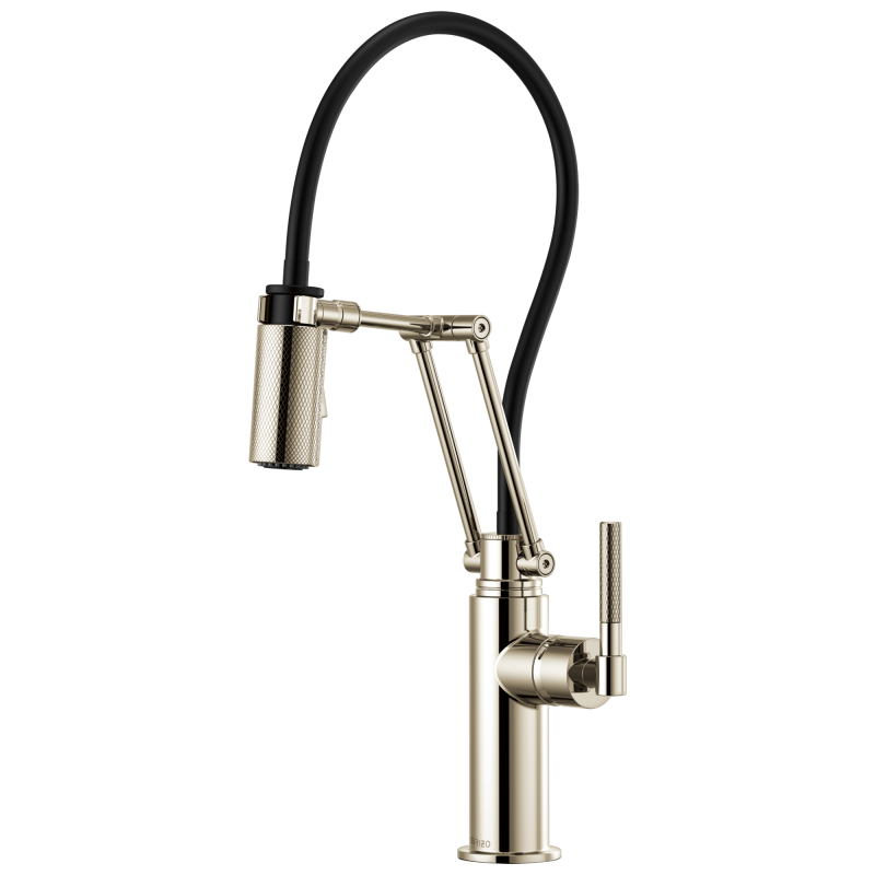 BRIZO Litze Articulating Faucet with Knurled Handle — Polished Nickel