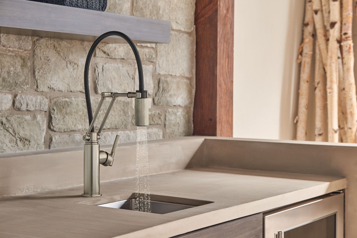 BRIZO Litze Articulating Faucet with Knurled Handle — Stainless