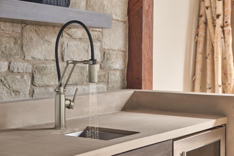 BRIZO Litze Articulating Faucet with Knurled Handle — Stainless