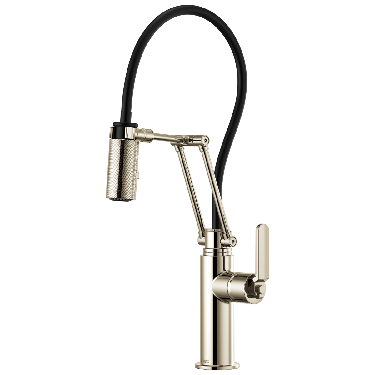 BRIZO Litze Articulating Faucet with Industrial Handle — Polished Nickel