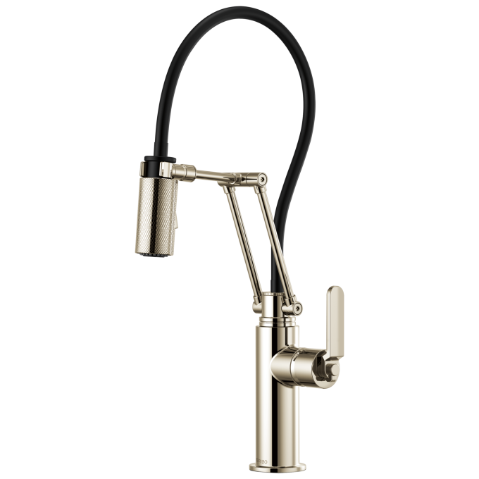 BRIZO Litze Articulating Faucet with Industrial Handle — Polished Nickel