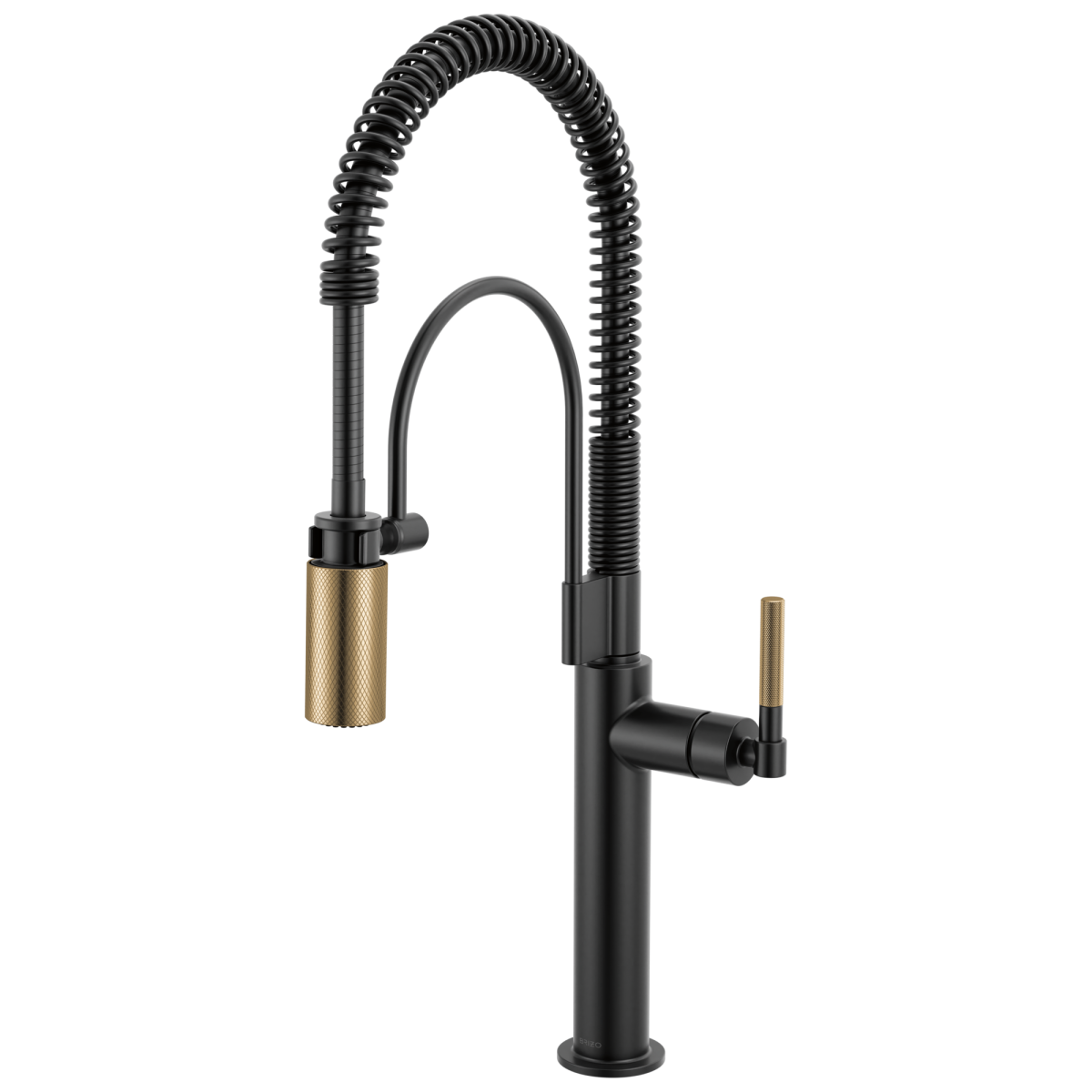 BRIZO Litze Semi-Professional Kitchen Faucet - Knurled Handle — Matte Black/Luxe Gold