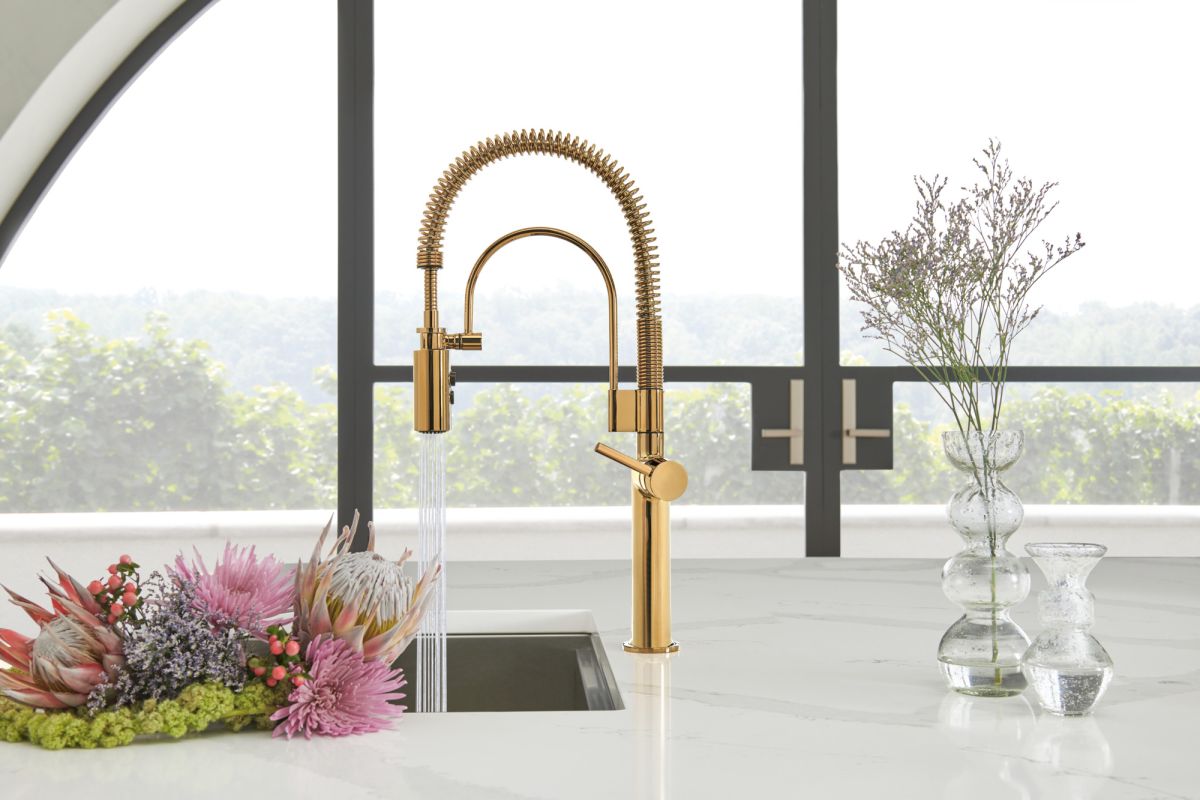 BRIZO Odin Semi-Professional Kitchen Faucet - Less Handle — Polished Gold