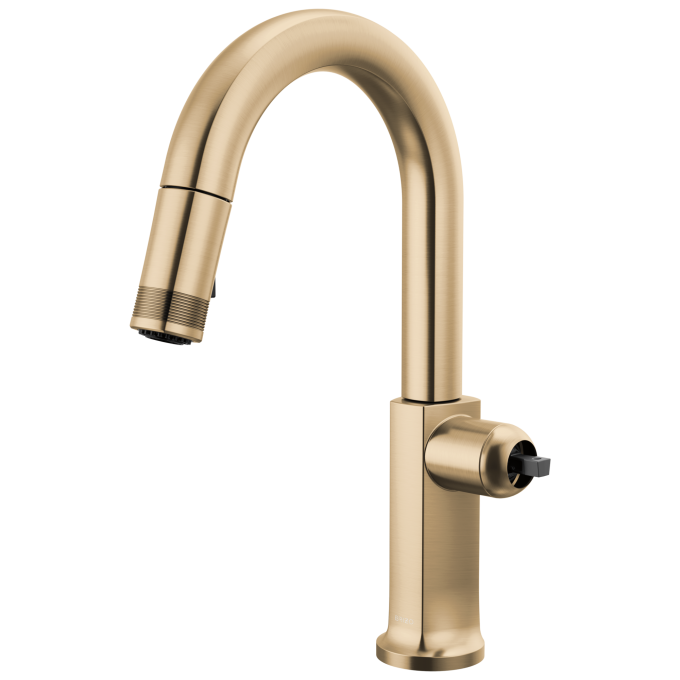 BRIZO Kintsu Pull-Down Prep Faucet with Arc Spout - Less Handle — Lumicoat® Luxe Gold