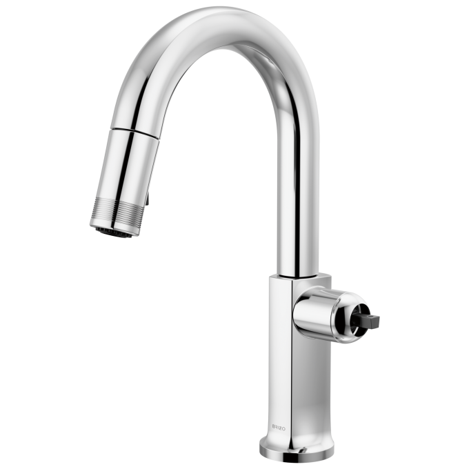 BRIZO Kintsu Pull-Down Prep Faucet with Arc Spout - Less Handle — Lumicoat® Chrome