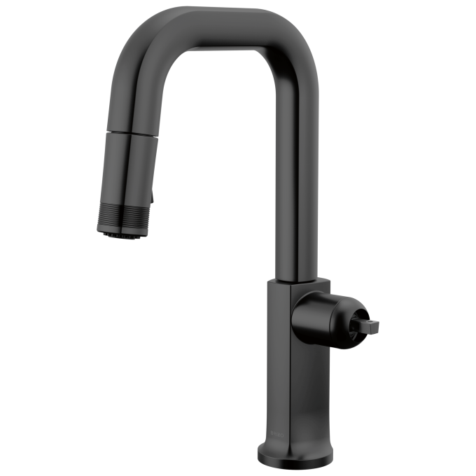 BRIZO Kintsu Pull-Down Prep Faucet with Square Spout - Less Handle — Matte Black