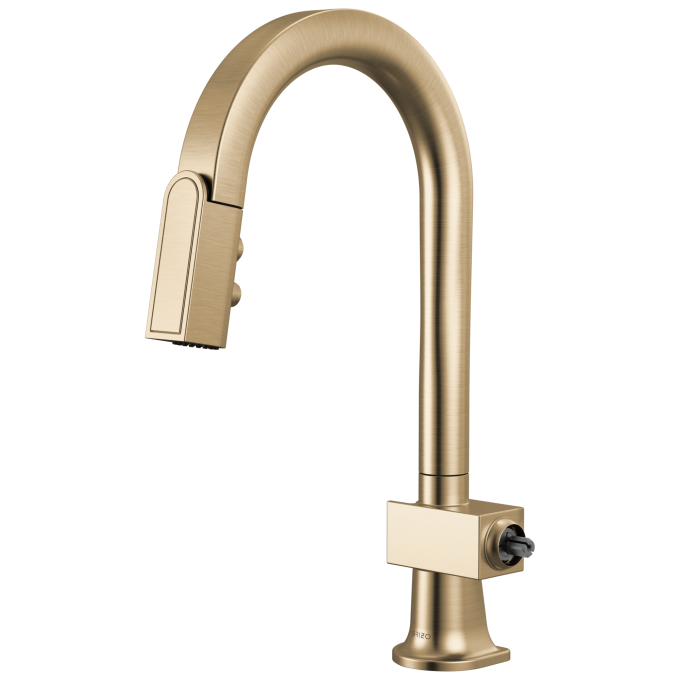 BRIZO Frank Lloyd Wright Pull-Down Prep Faucet with Arc Spout - Less Handle — Luxe Gold