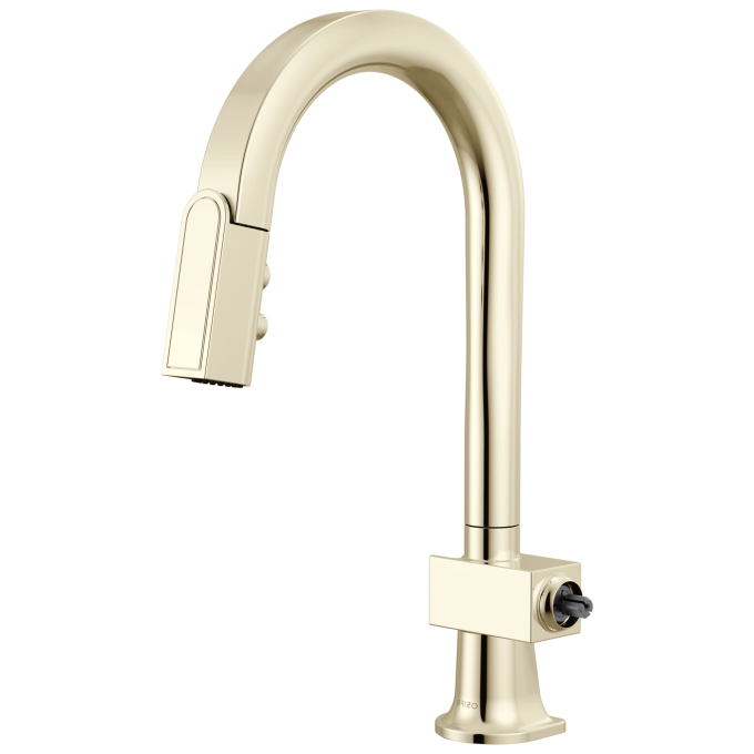 BRIZO Frank Lloyd Wright Pull-Down Prep Faucet with Arc Spout - Less Handle — Polished Nickel