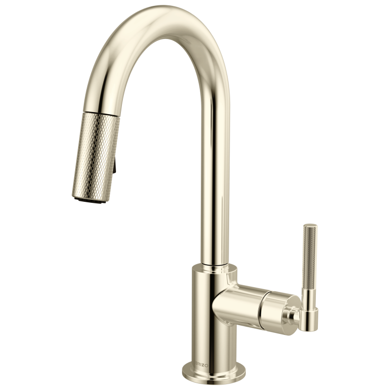 BRIZO Litze Pull-Down Prep Faucet with Arc Spout - Knurled Handle — Polished Nickel
