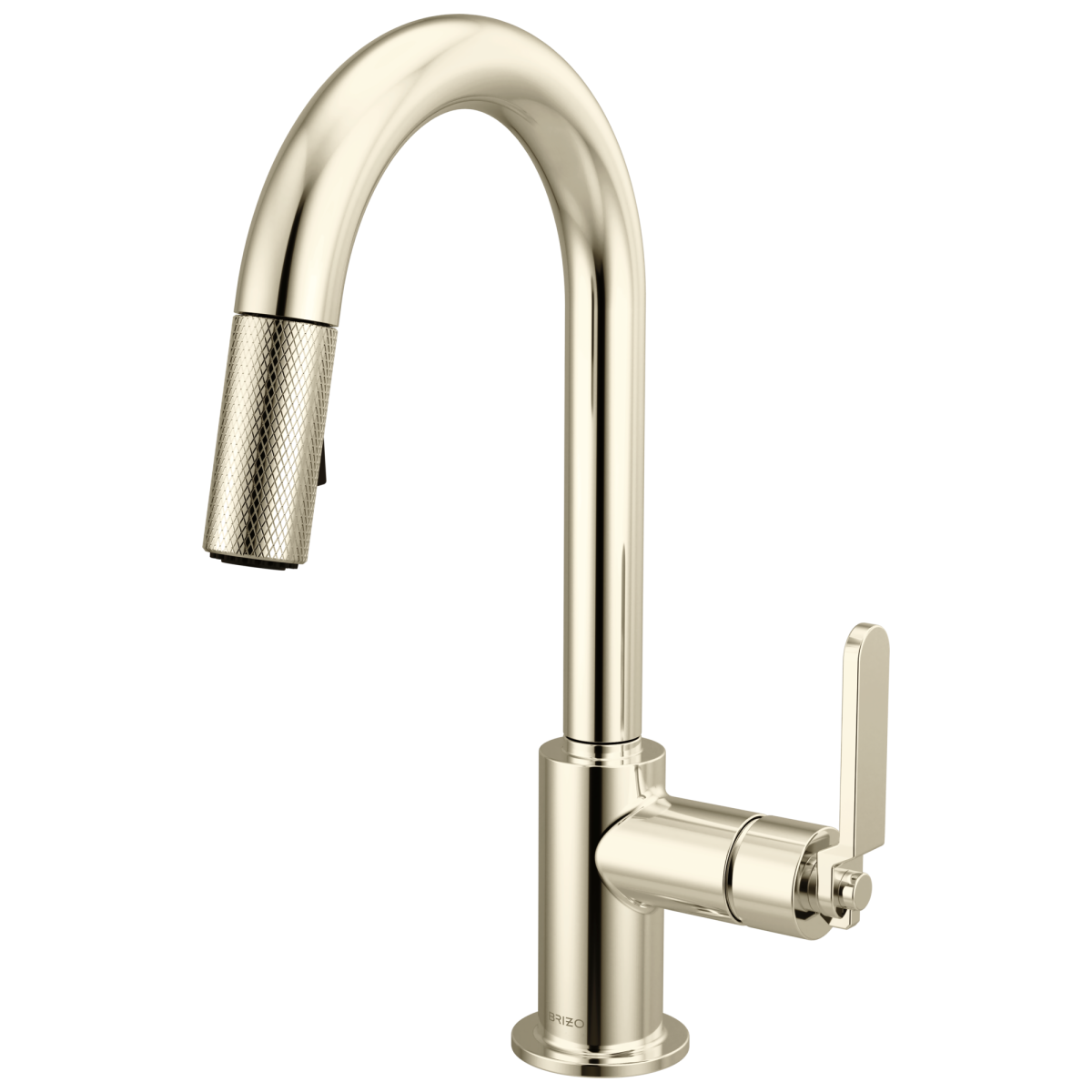 BRIZO Litze Pull-Down Prep Faucet with Arc Spout - Industrial Handle — Polished Nickel