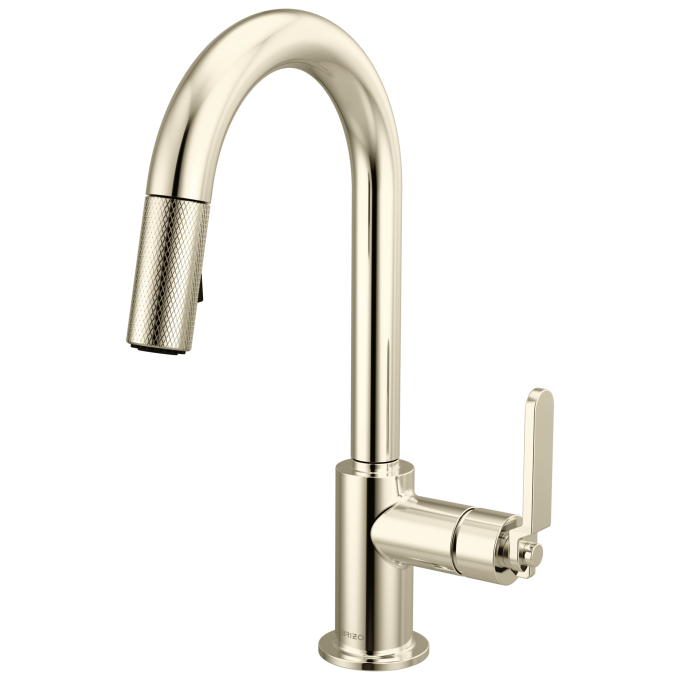 BRIZO Litze Pull-Down Prep Faucet with Arc Spout - Industrial Handle — Polished Nickel