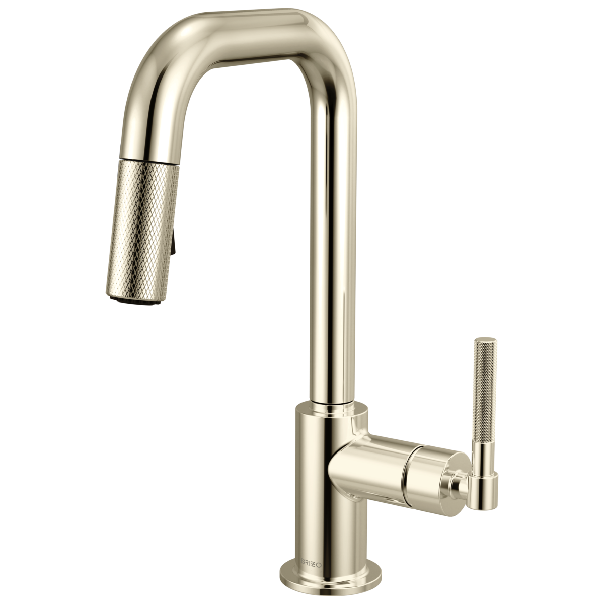 BRIZO Litze Pull-Down Prep Faucet with Square Spout - Knurled Handle — Polished Nickel