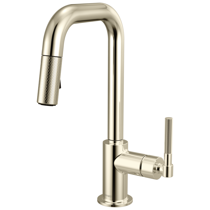 BRIZO Litze Pull-Down Prep Faucet with Square Spout - Knurled Handle — Polished Nickel