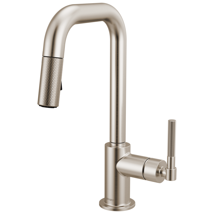 BRIZO Litze Pull-Down Prep Faucet with Square Spout - Knurled Handle — Stainless