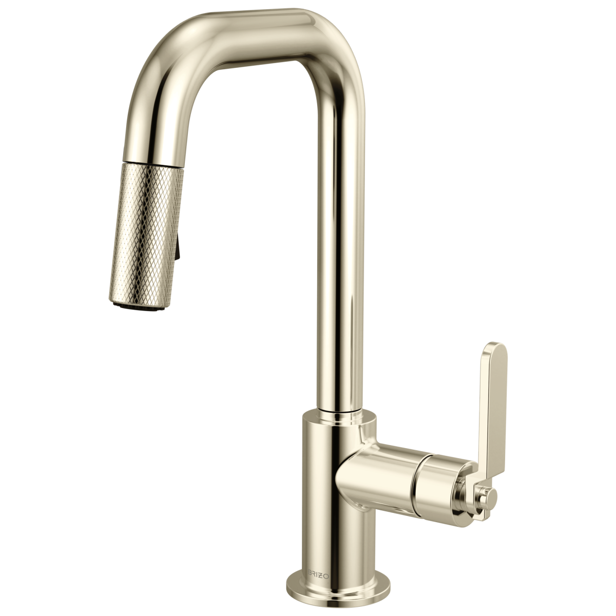 BRIZO Litze Pull-Down Prep Faucet with Square Spout - Industrial Handle — Polished Nickel