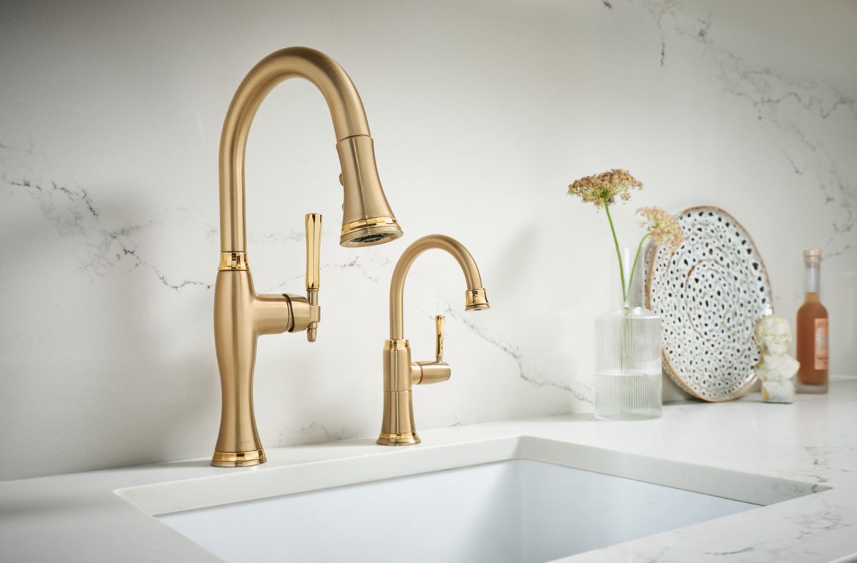 BRIZO Tulham Pull-Down Prep Kitchen Faucet — Luxe Gold / Polished Gold