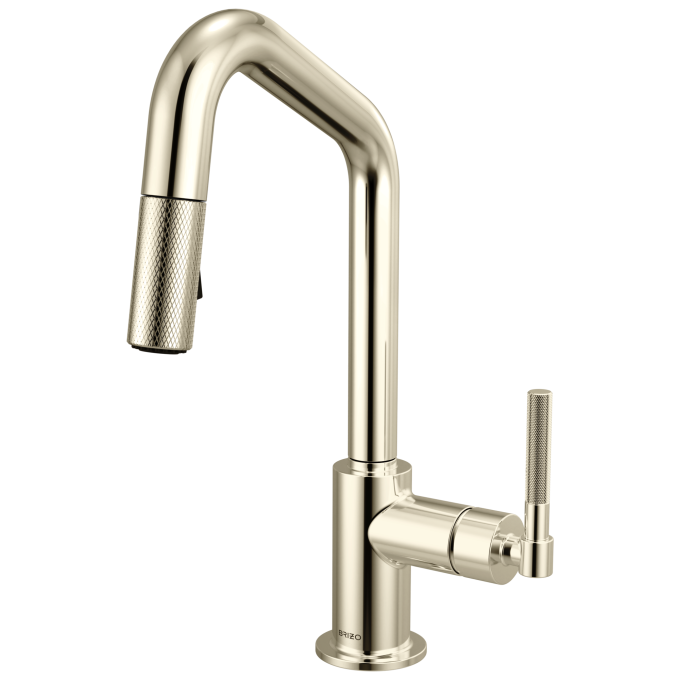 BRIZO Litze Pull-Down Prep Faucet with Angle Spout - Knurled Handle — Polished Nickel