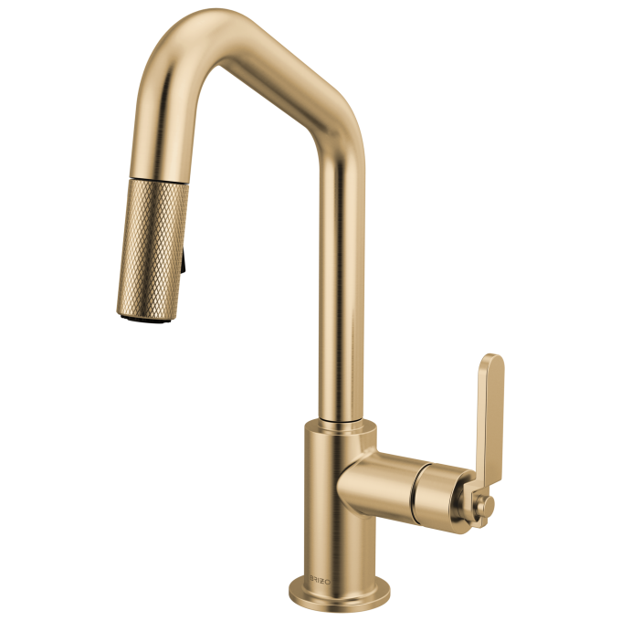 BRIZO Litze Pull-Down Prep Faucet with Angle Spout - Industrial Handle — Luxe Gold
