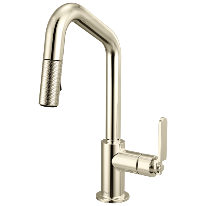 BRIZO Litze Pull-Down Prep Faucet with Angle Spout - Industrial Handle — Polished Nickel